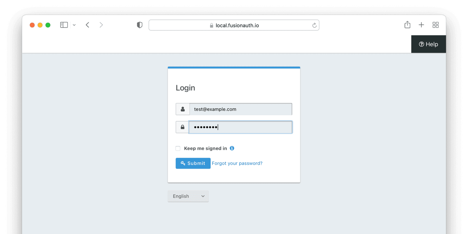 The user login screen.