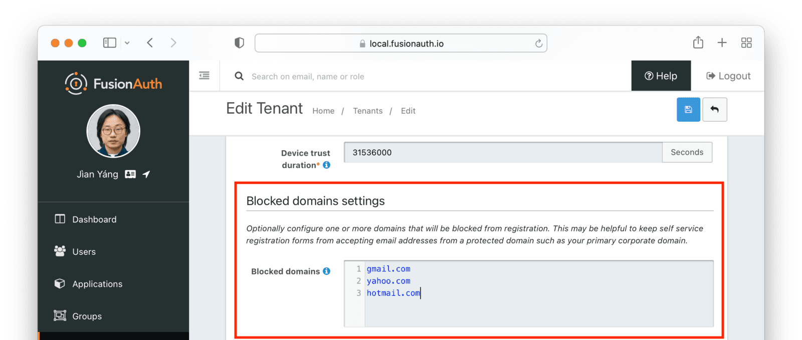 Blocking consumer facing domains from registering.