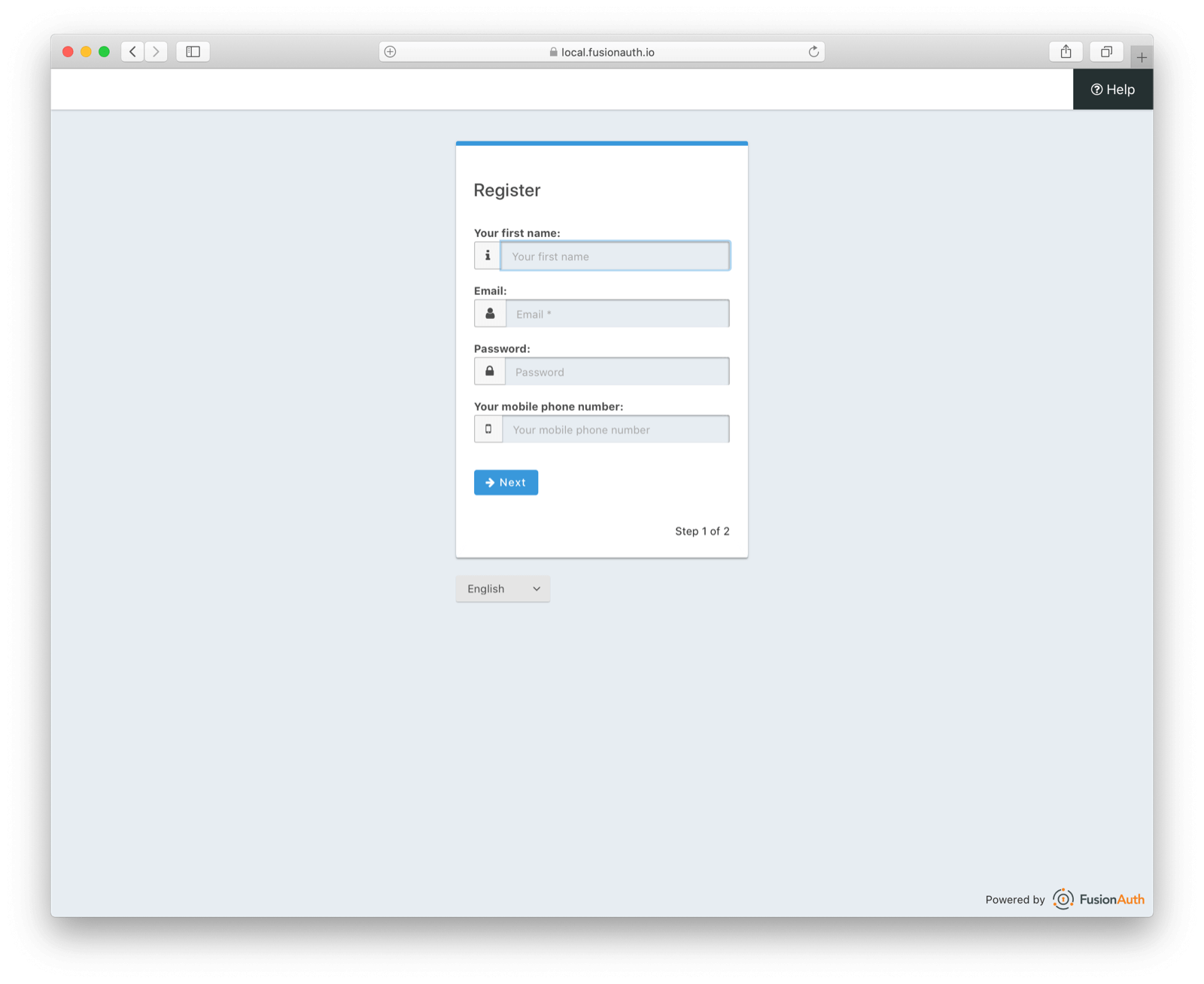 A multi-step registration form.