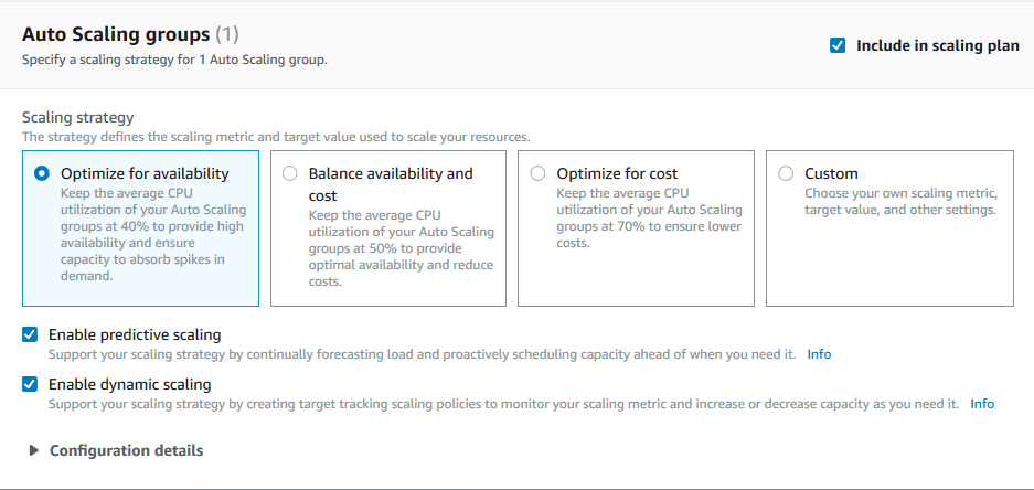 Options for EC2 auto scaling