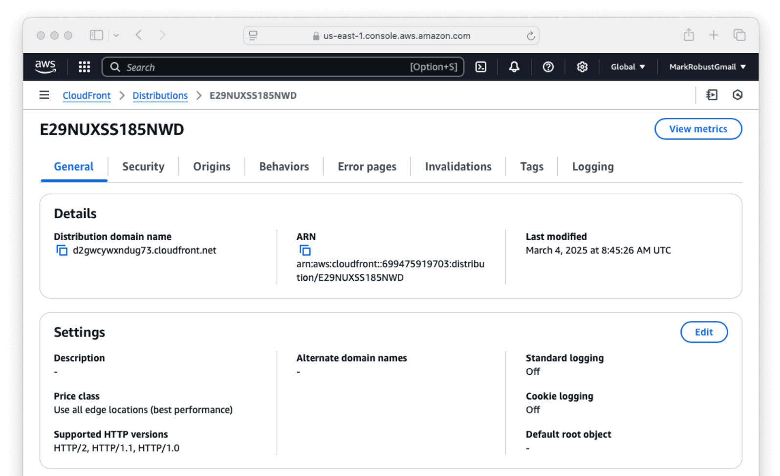 AWS Cloudfront edit distribution.