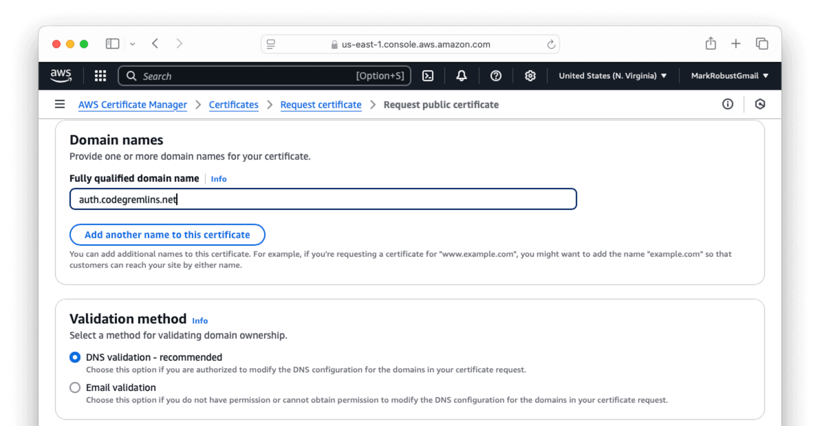 AWS DNS Validation.