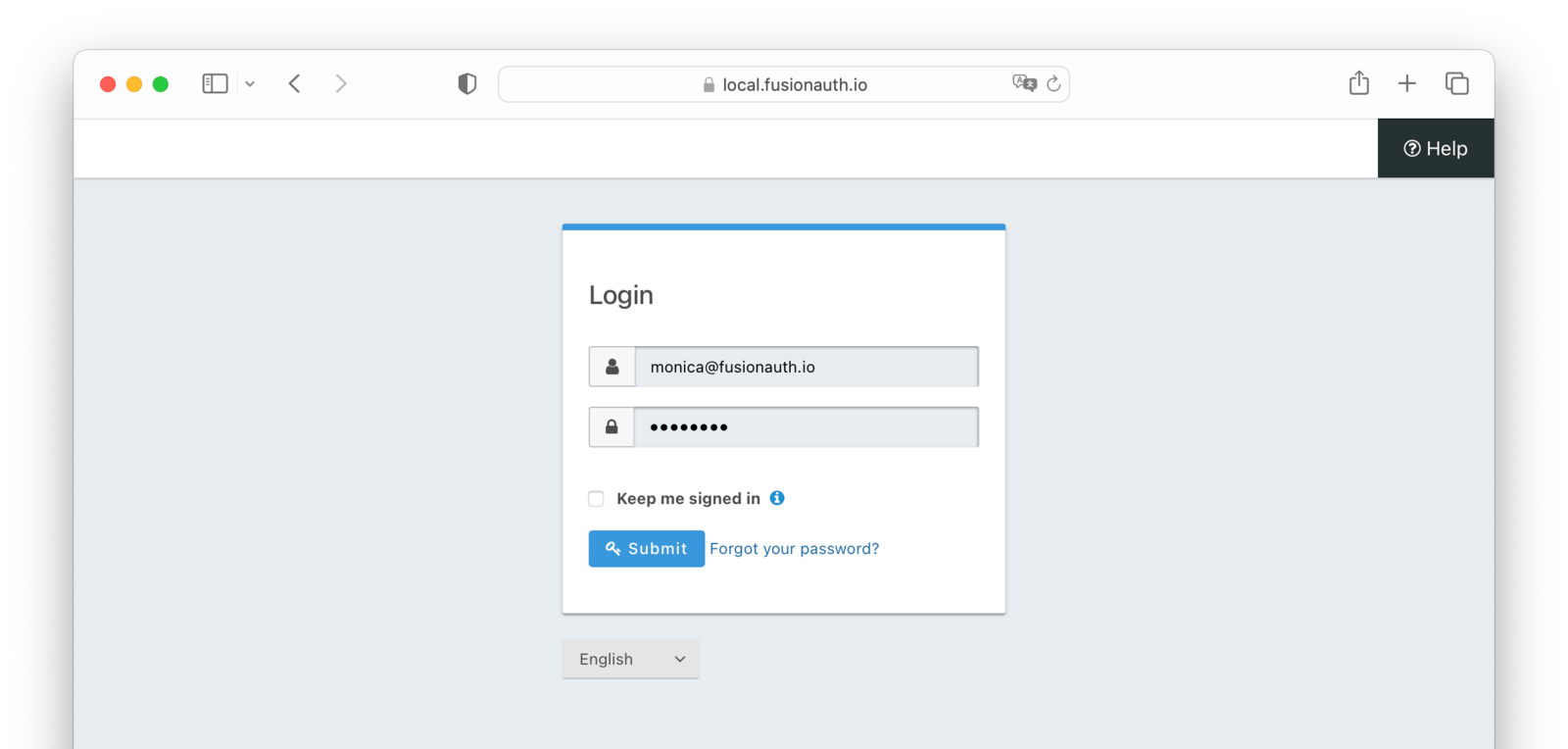 FusionAuth login screen
