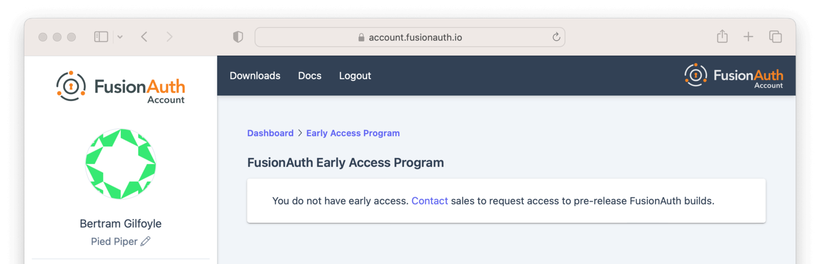 The early access tab when you have not been granted access.