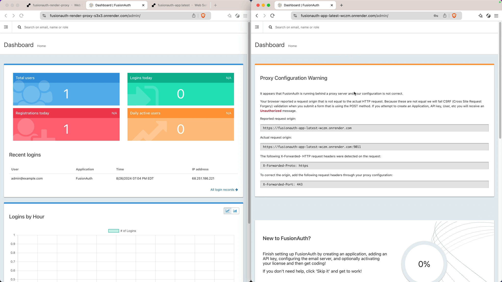 FusionAuth with and without Proxy