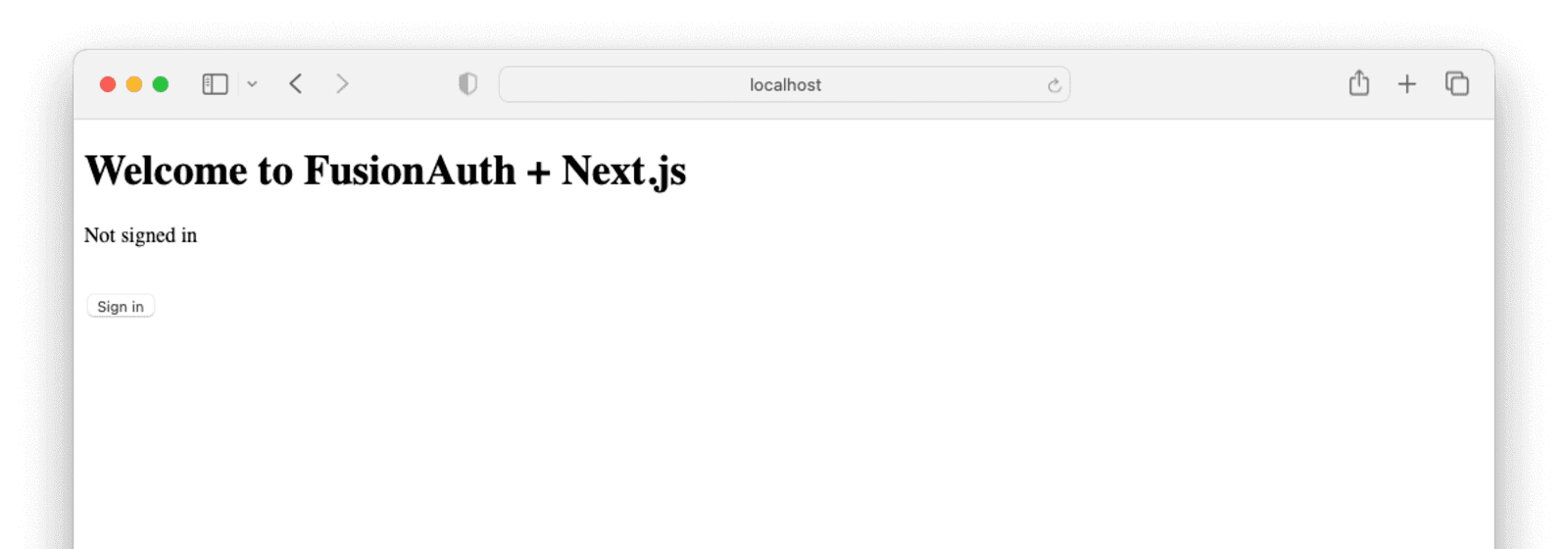 Next.js application with a signin button
