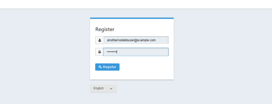 The registration screen when self registration has been enabled..