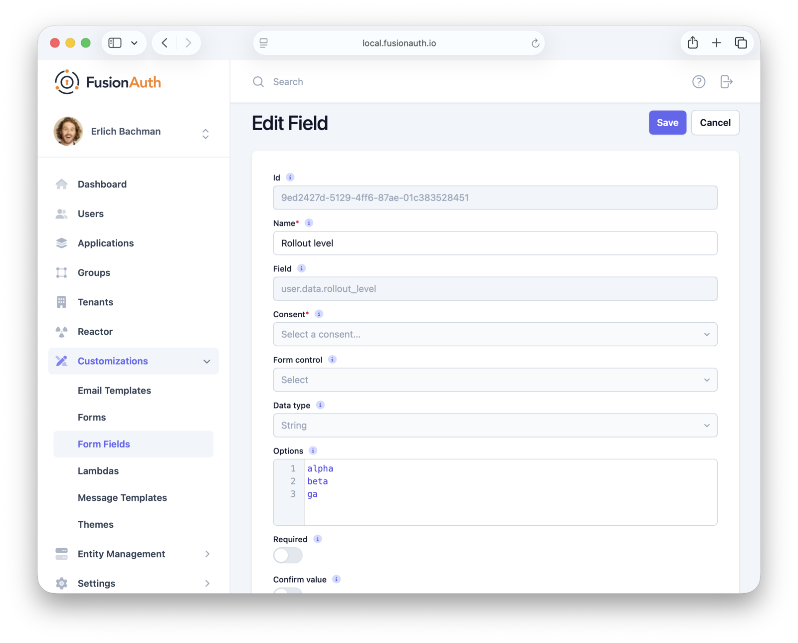 Adding the rollout_level form field.