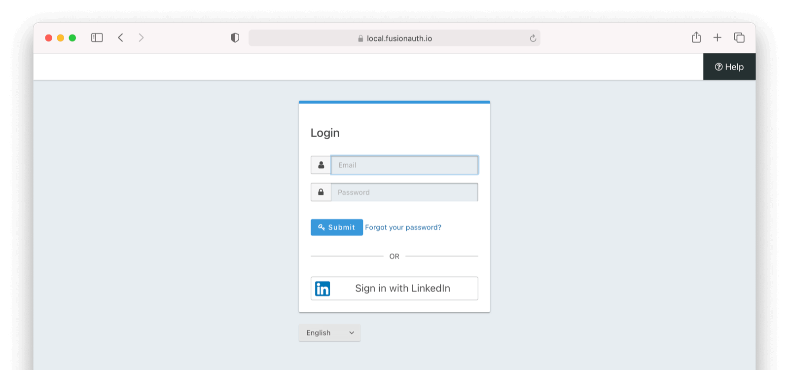 Login page with LinkedIn as an option..