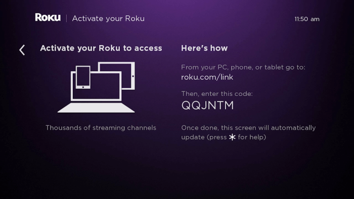 Roku Activation Screen