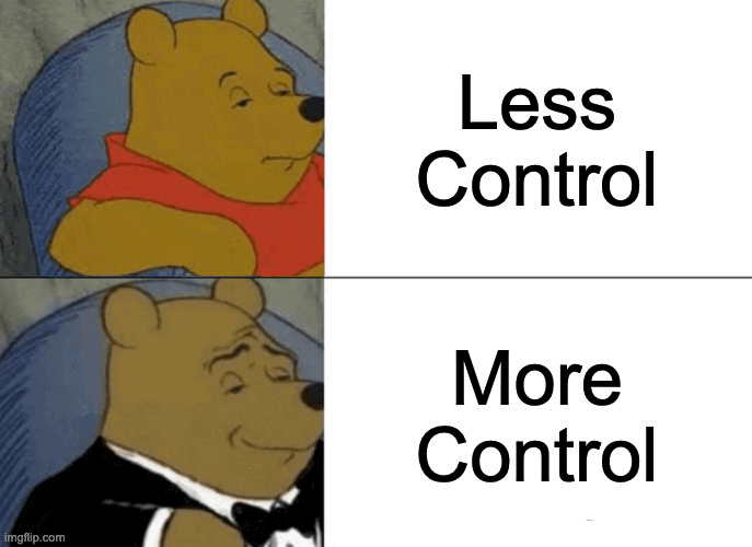 A Winnie the Pooh meme emphasizing control.