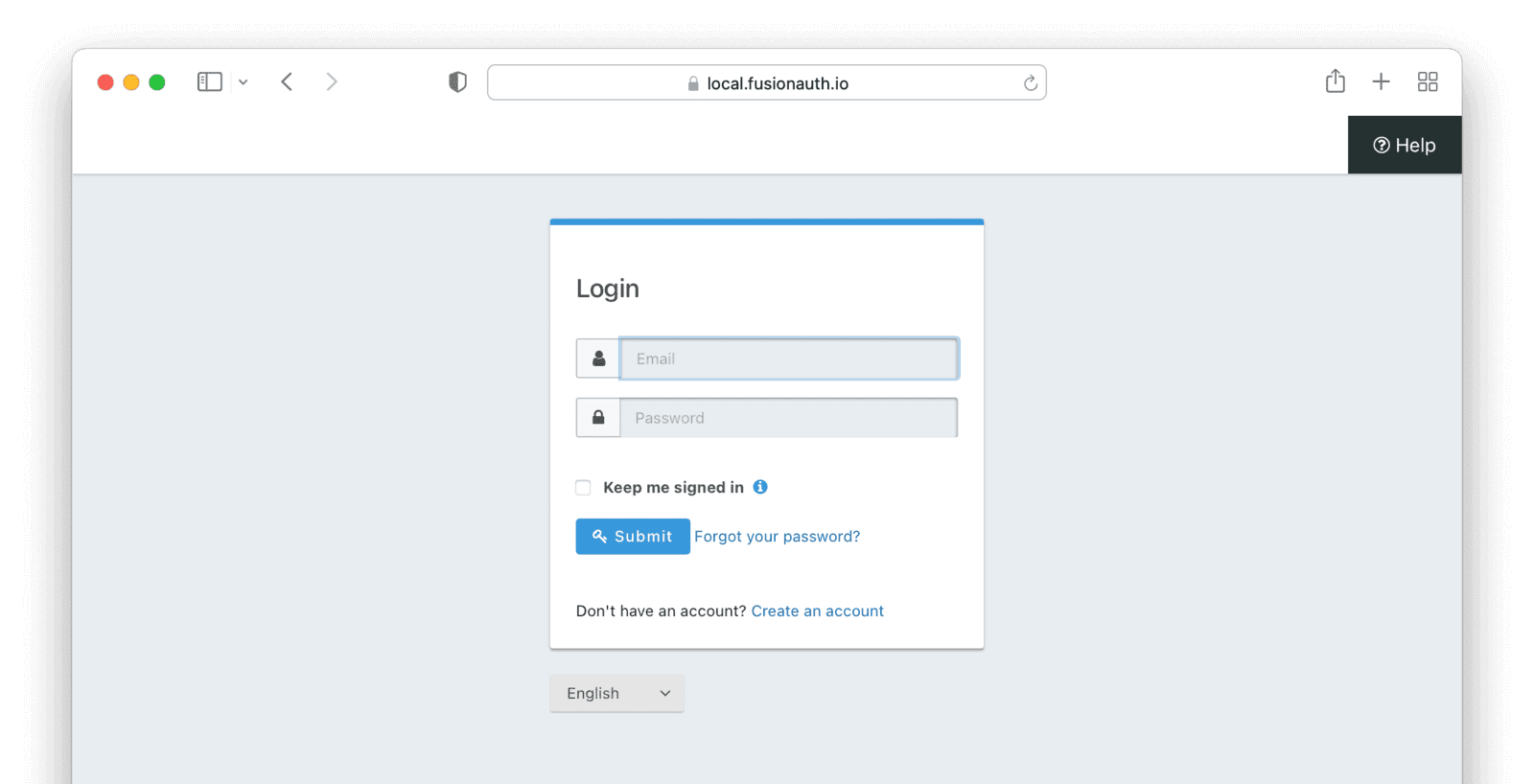 The FusionAuth login screen.
