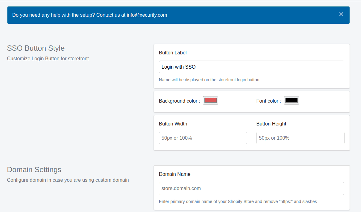 The Domain name field.