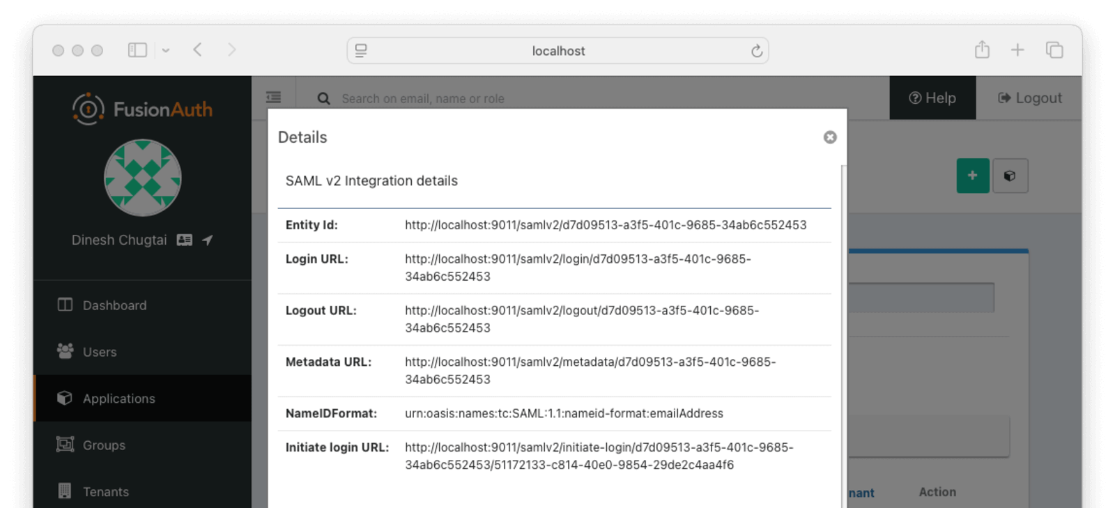 FusionAuth SAML integration details.