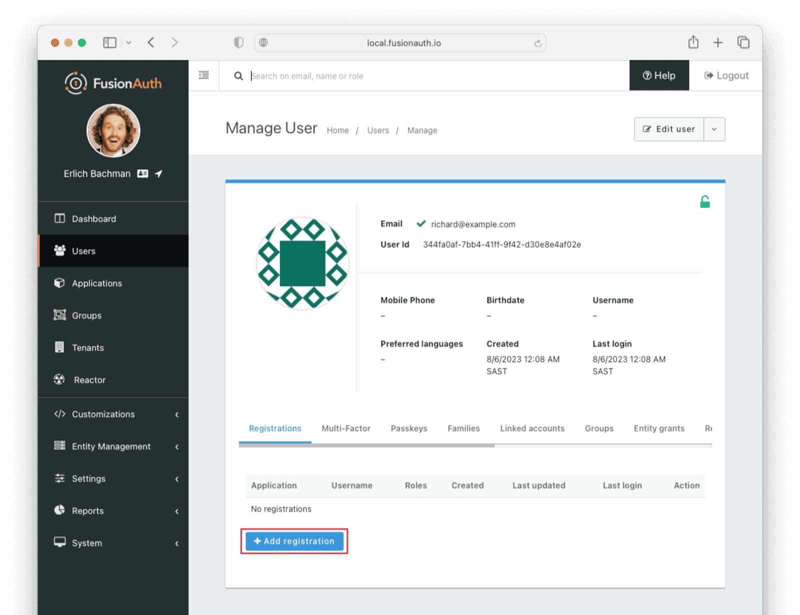 Register user to HAProxy application