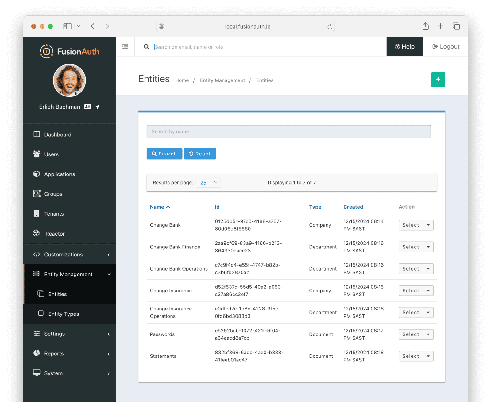 Entities in FusionAuth