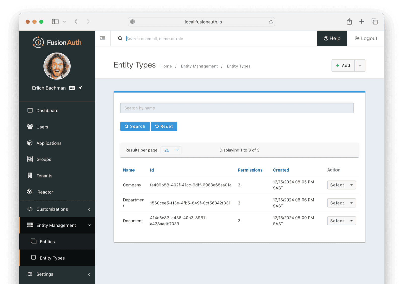 Entity Types in FusionAuth