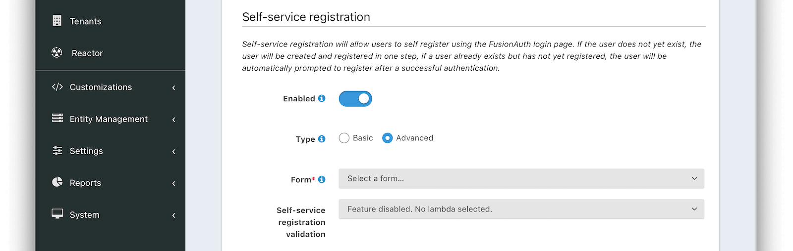 Advanced Self Service Registration