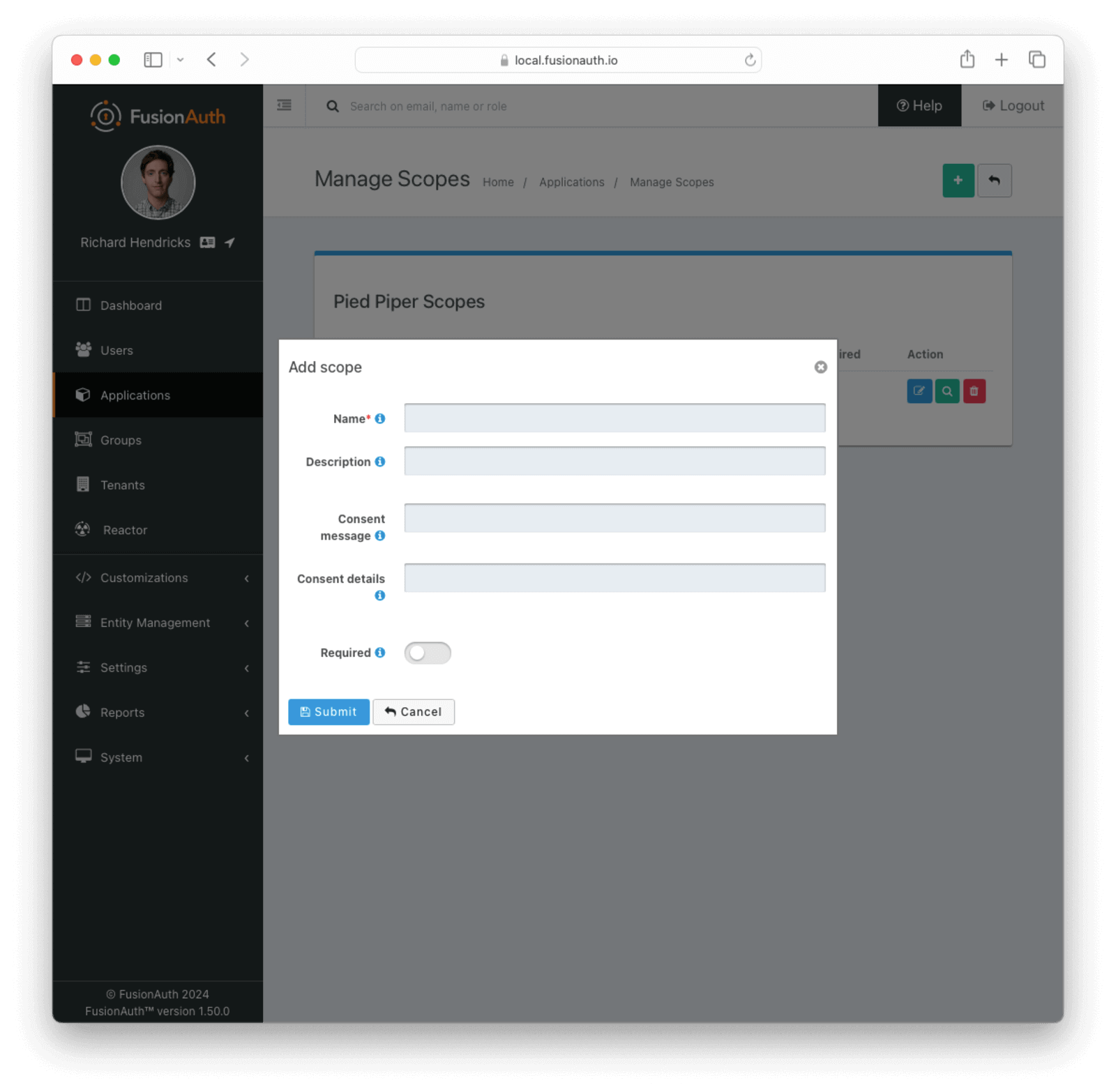 Manage Scopes - Create Scope