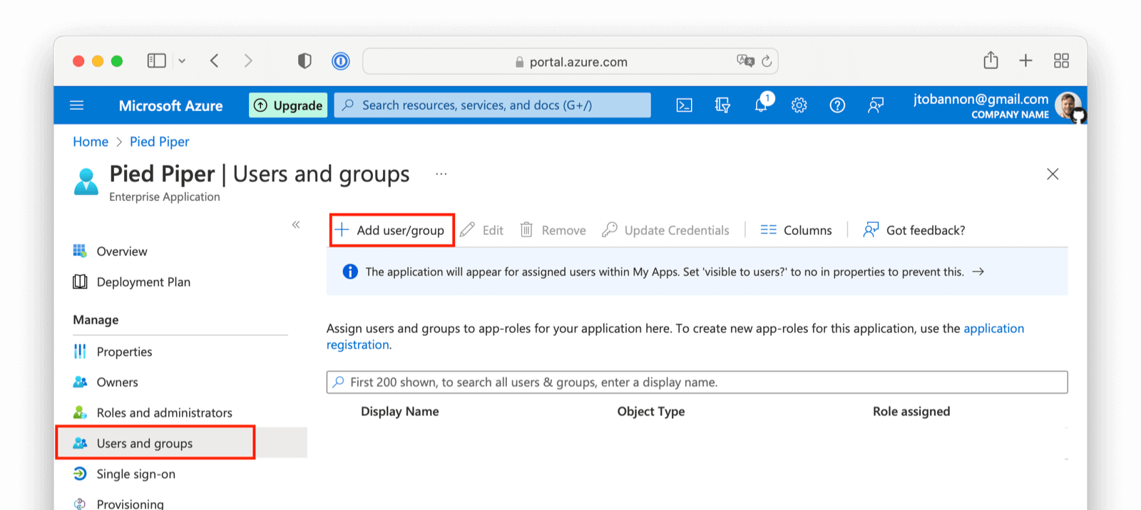 Add a User to Azure