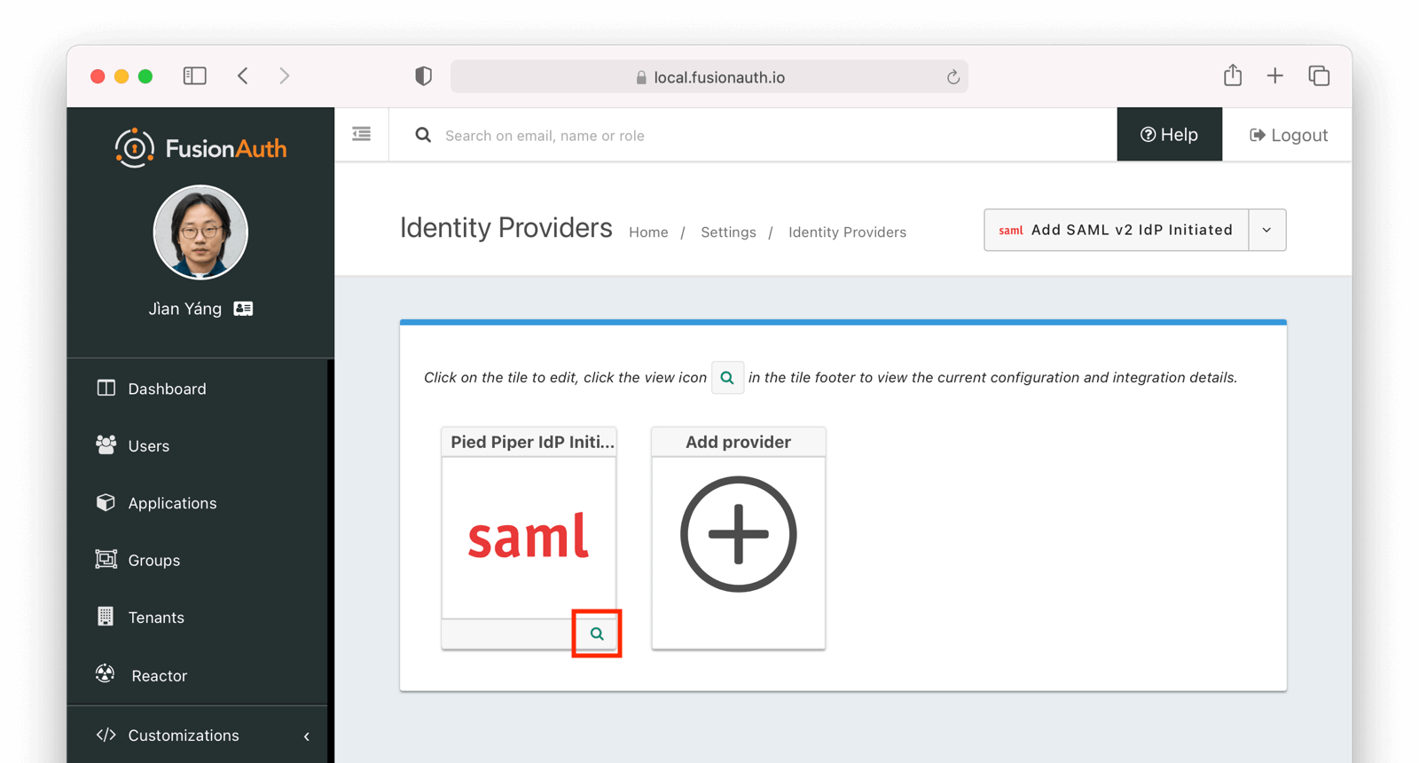 View the identity provider list