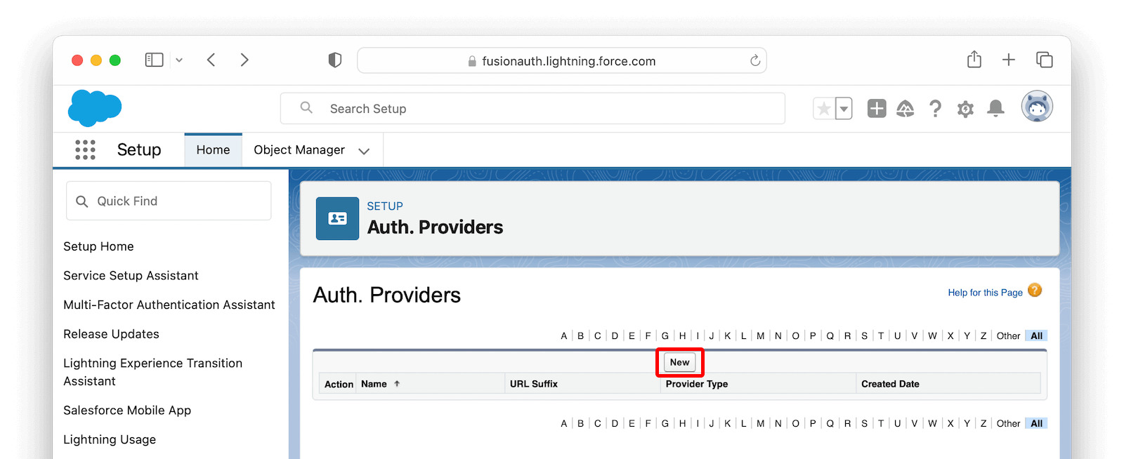 Create an Authentication Provider.