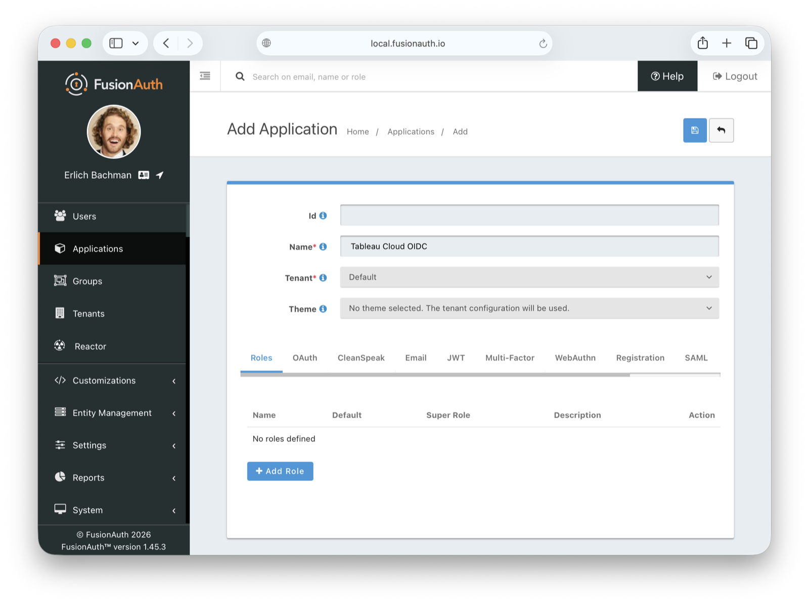 Create a new application.