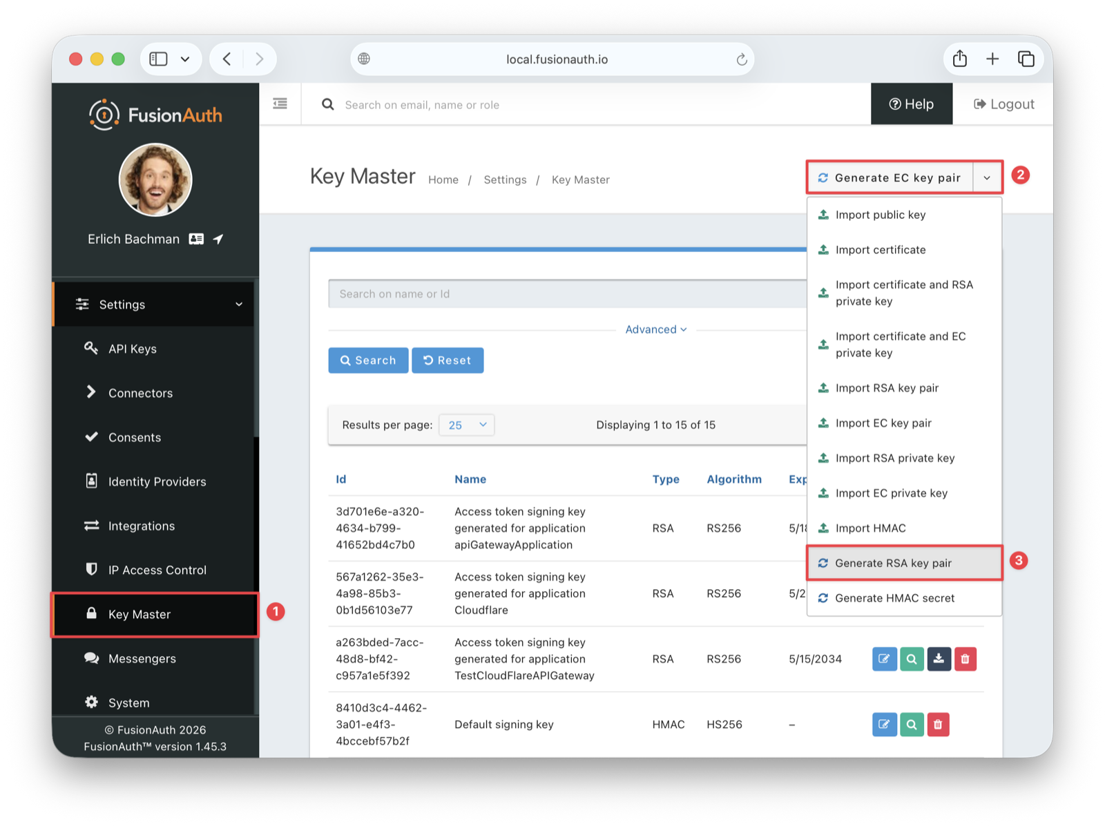 Generate RSA key pair.