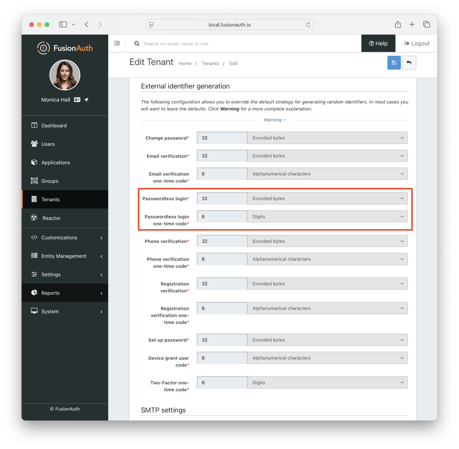 The tenant settings to customize code generation strategy.