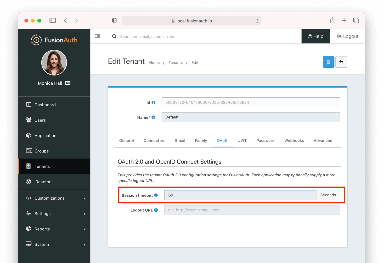 Configuring the single sign-on session length.