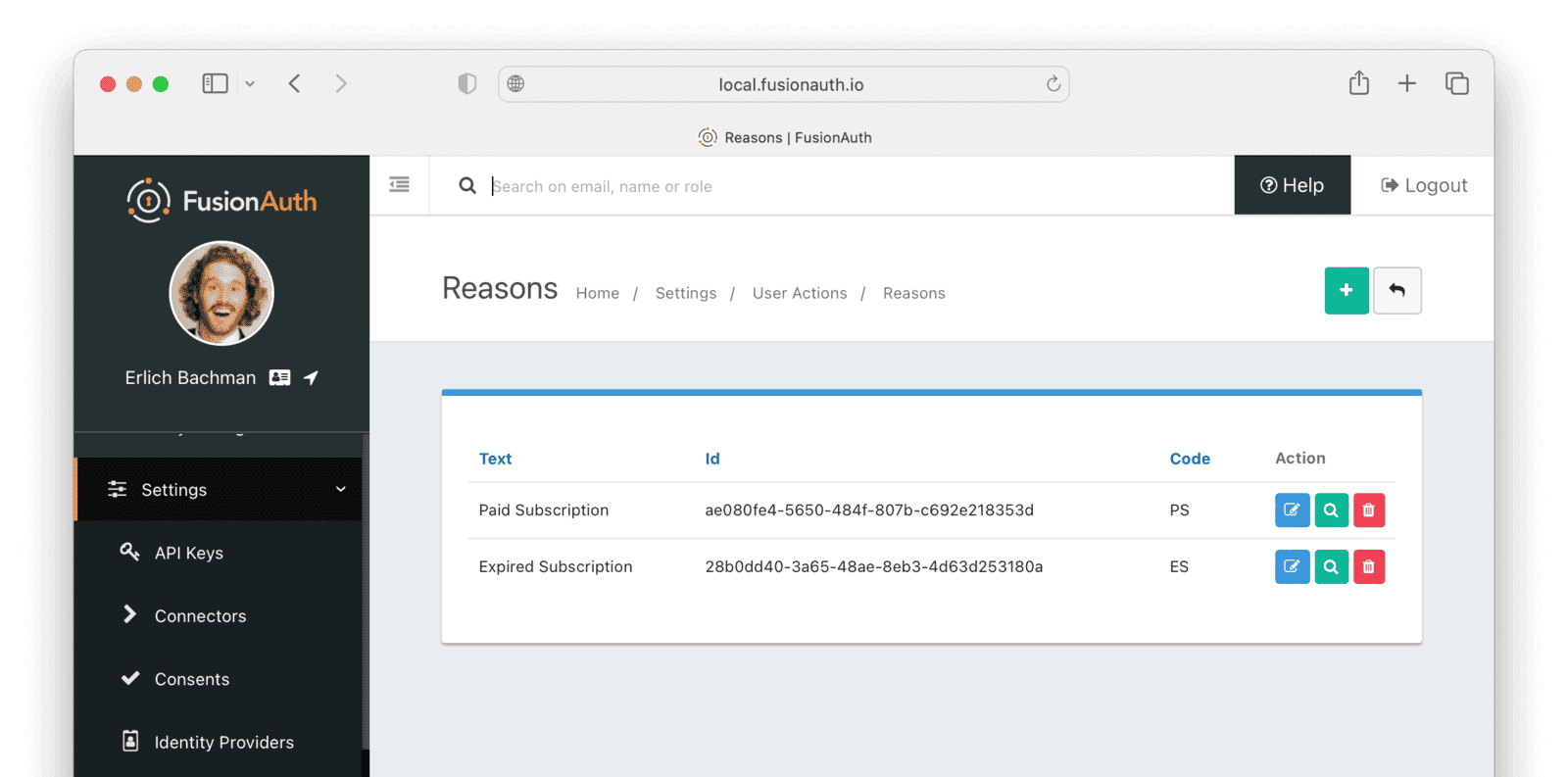 Create User Action Reasons in FusionAuth
