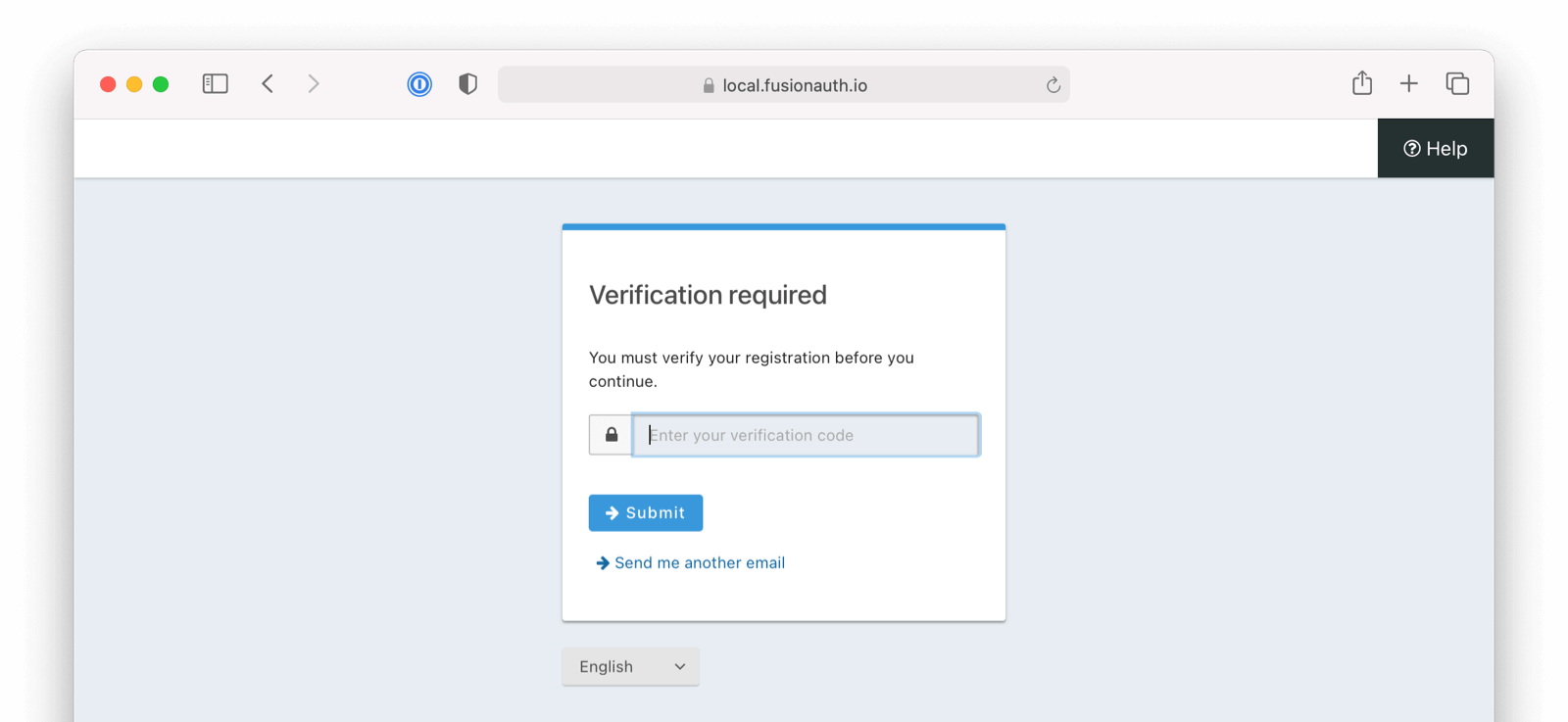 Code entry default registration gate screen