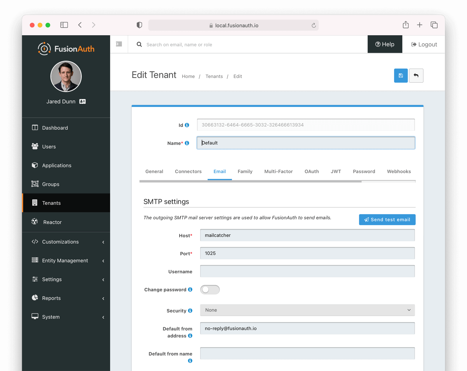 Tenant SMTP settings