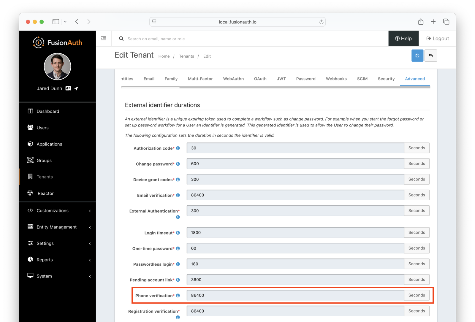 Tenant Phone Timeouts Screenshot