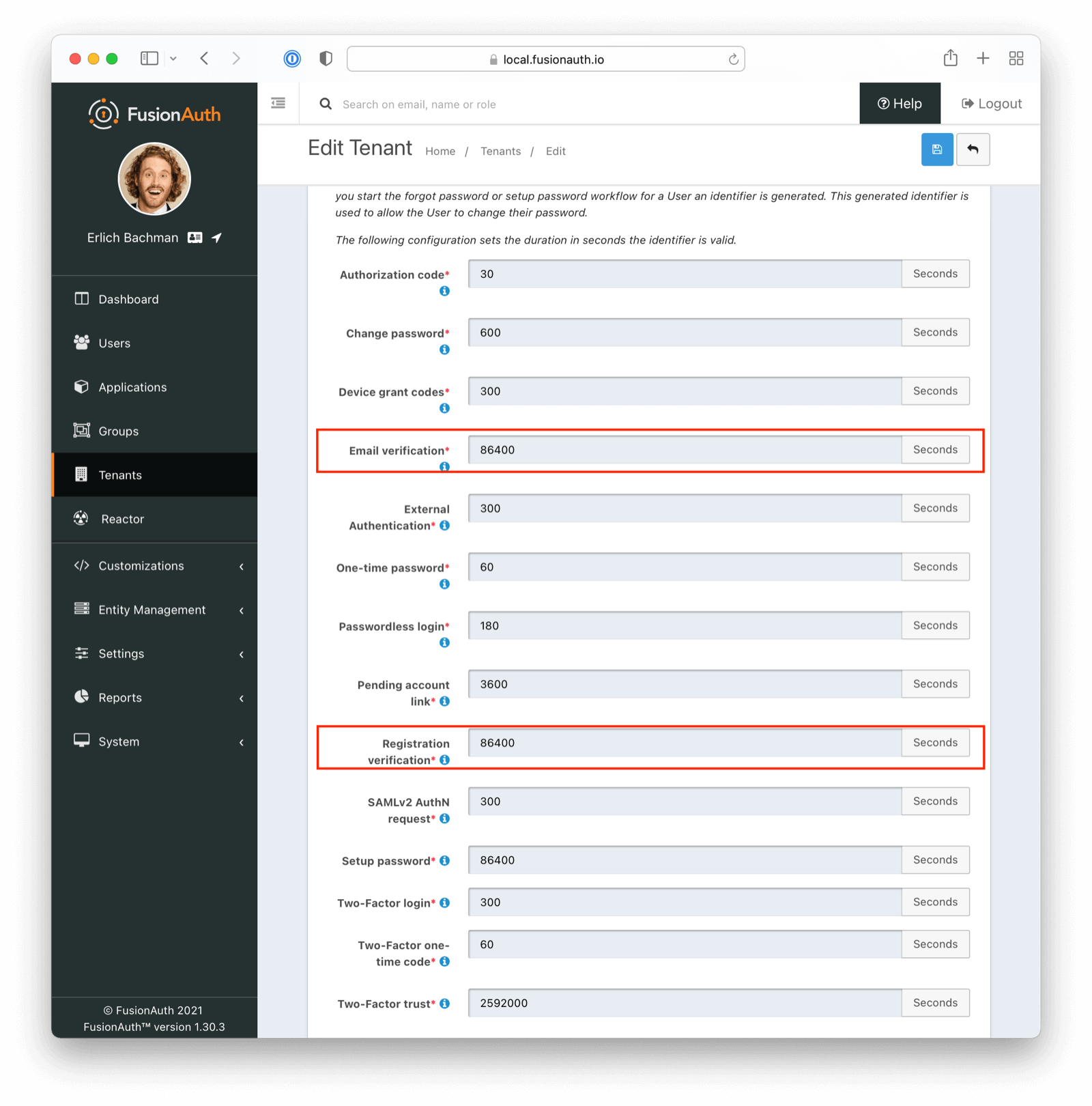 Tenant Timeouts Screenshot