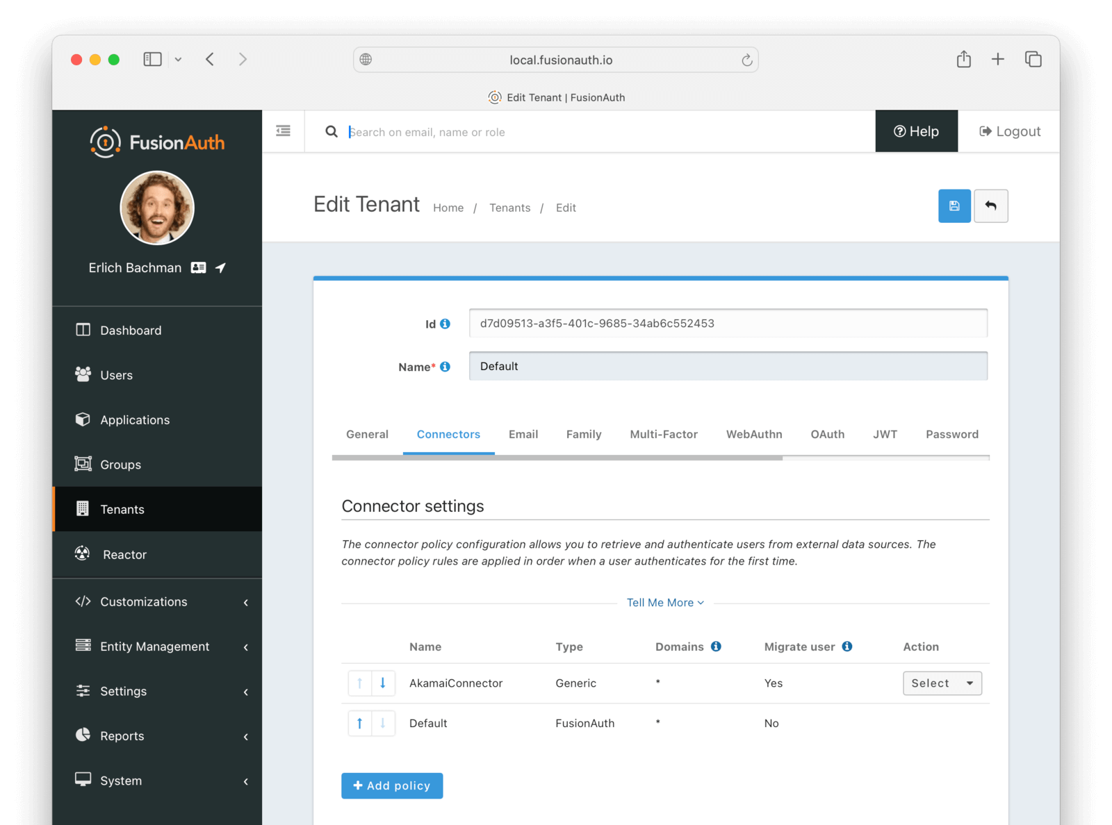 Connector policy list in FusionAuth