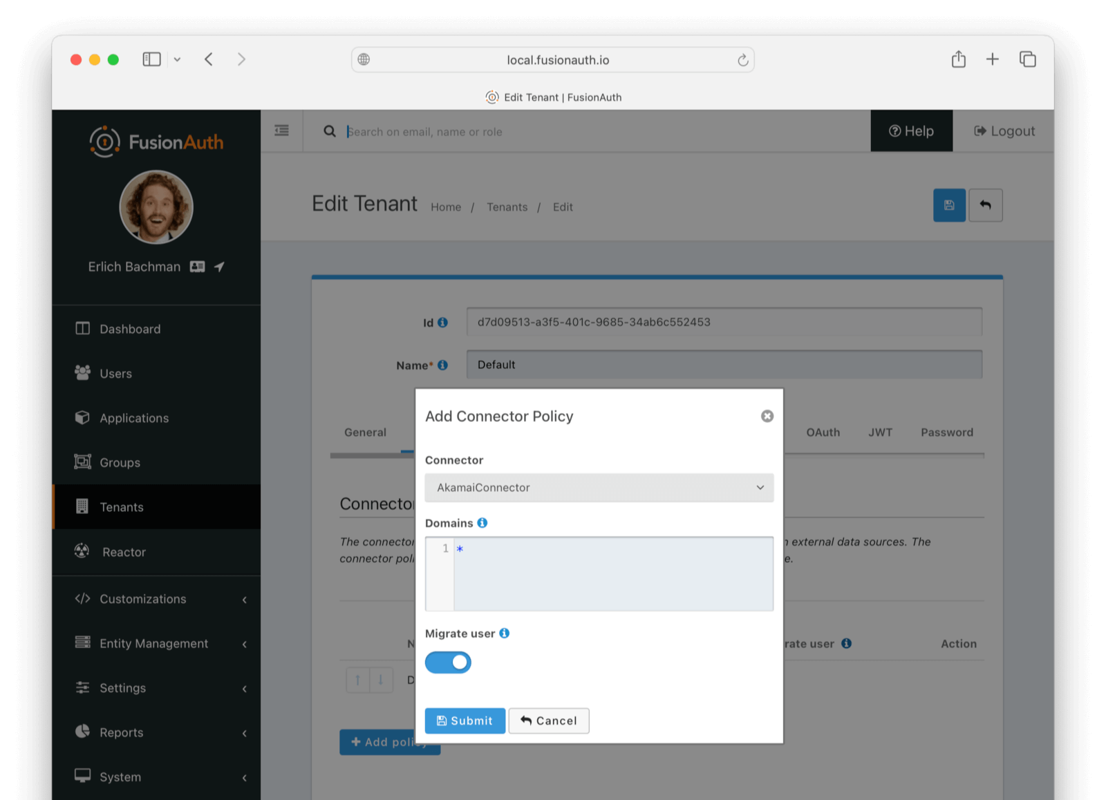 Connector policy details in FusionAuth