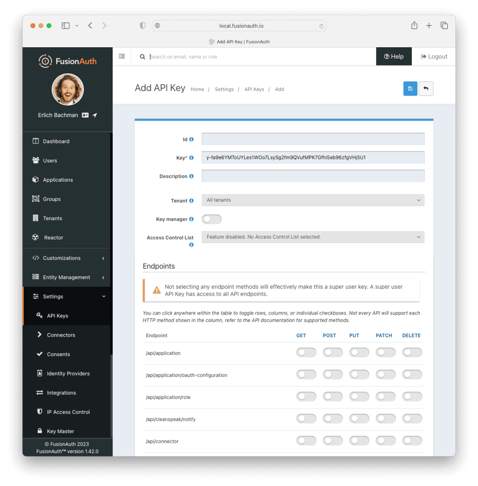 Adding an API key