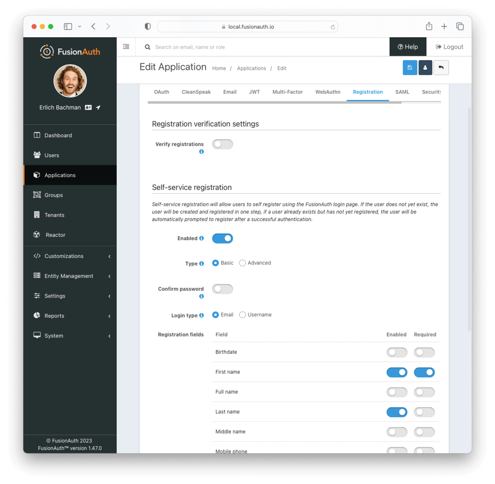 Basic Registration Settings