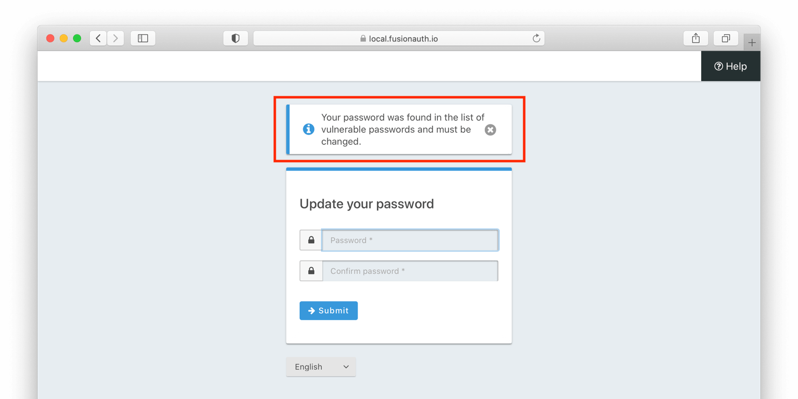 What a user who is signing in with a breached password will see.