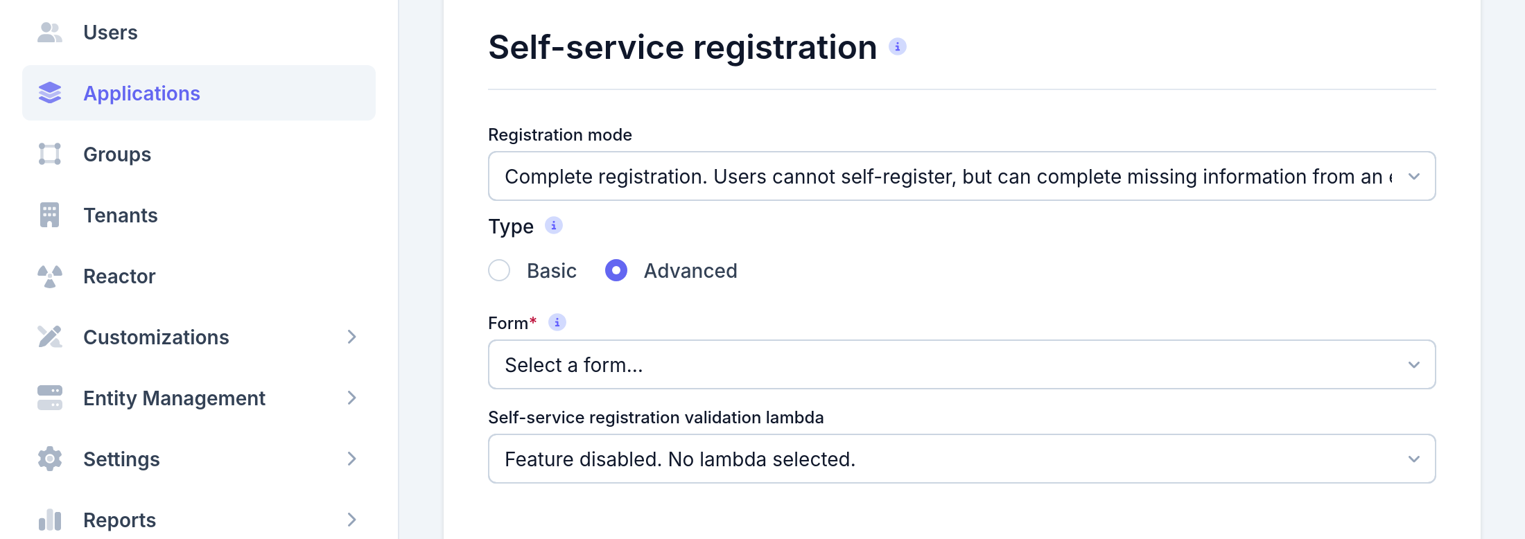 Advanced Self Service Registration
