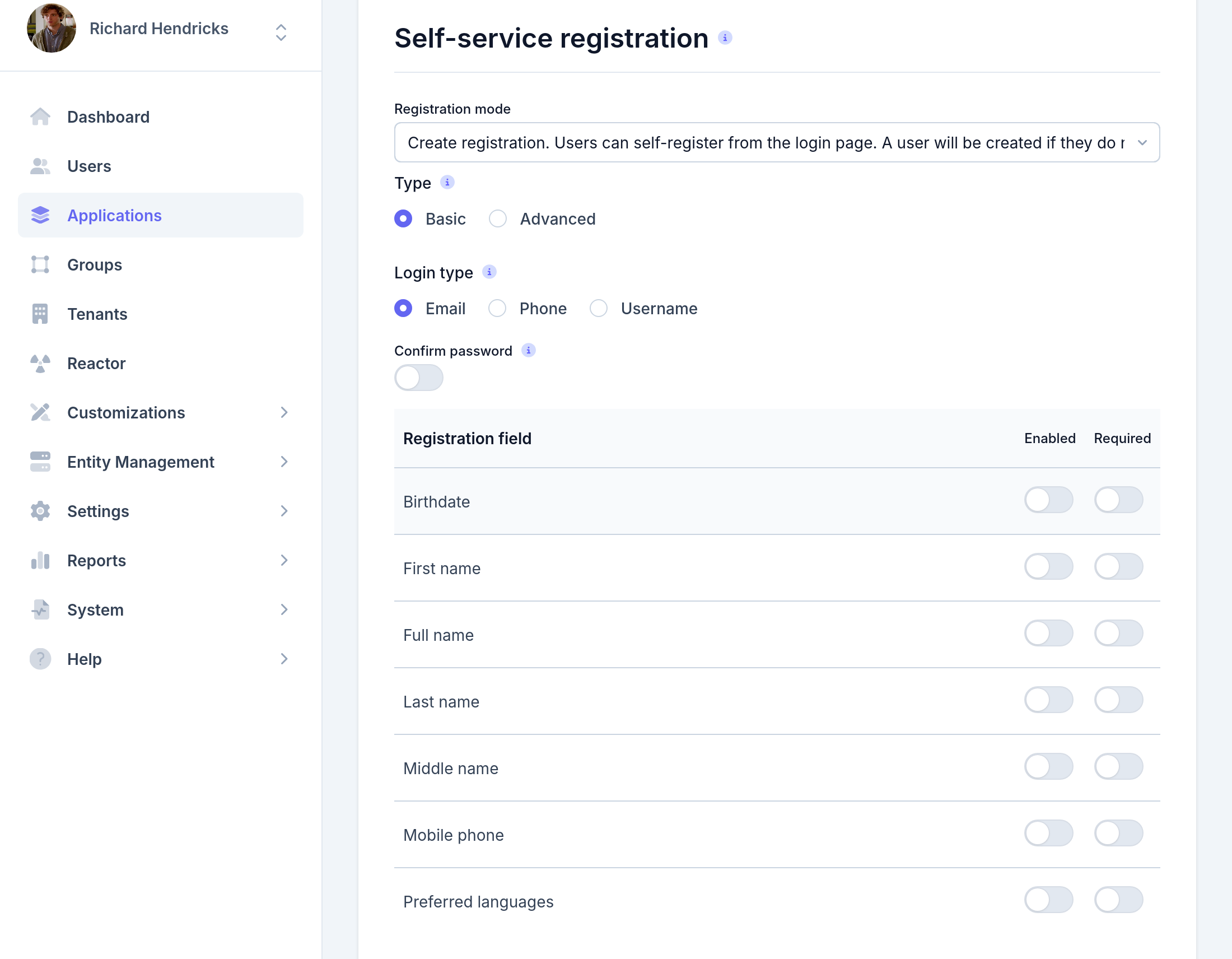 Self Service Registration