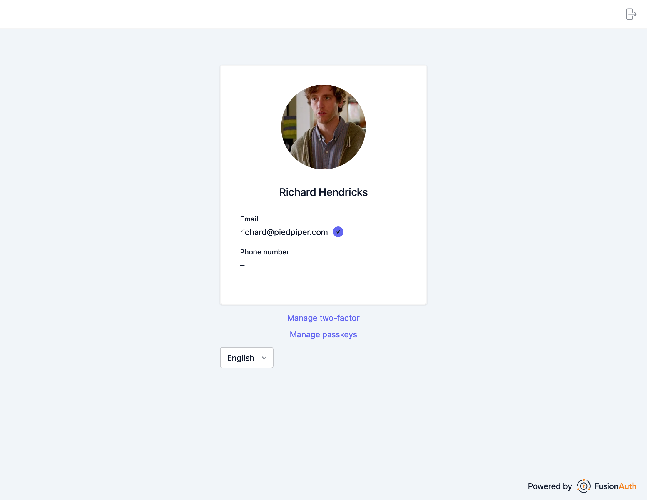 The self-service passkeys management page.