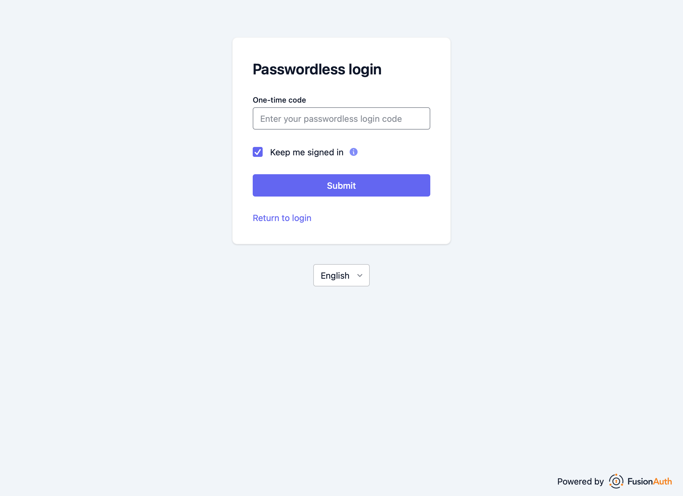Entering the one-time code into the form.