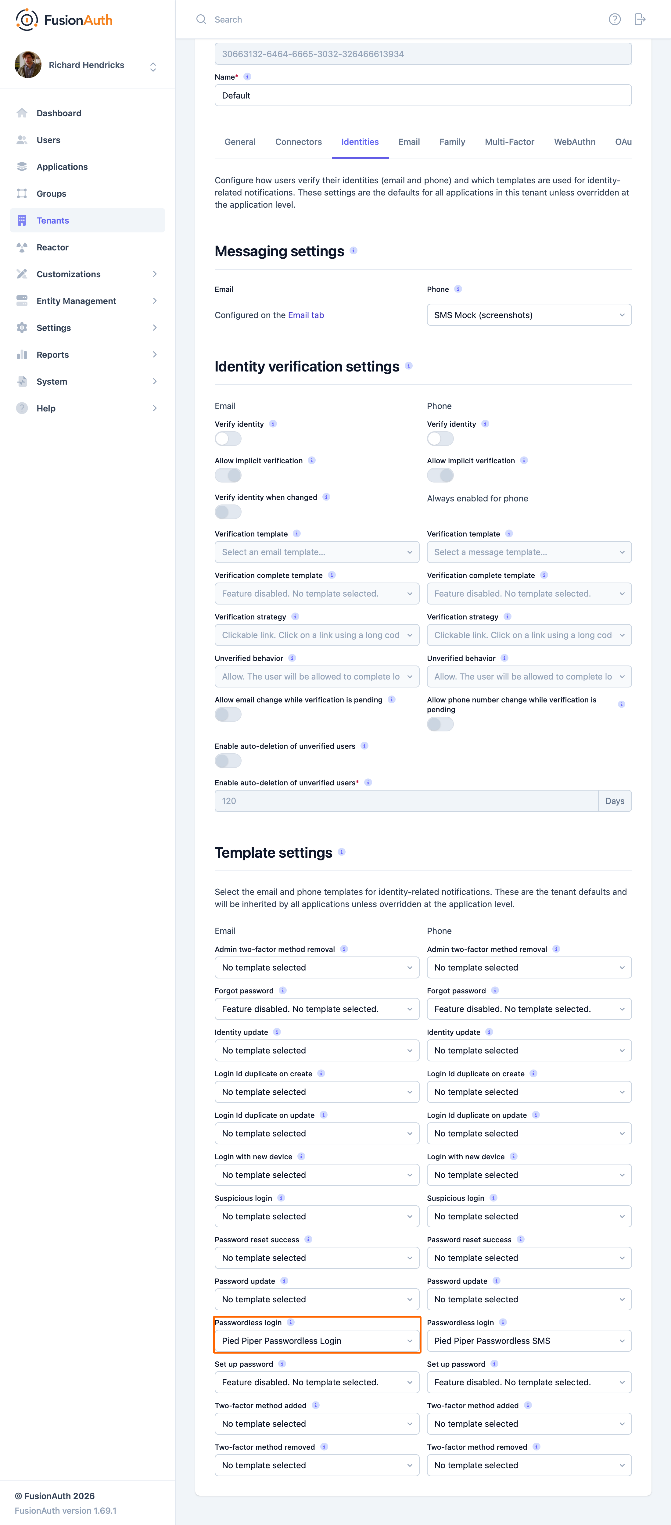 Updating the tenant to use the new one-time password email template.