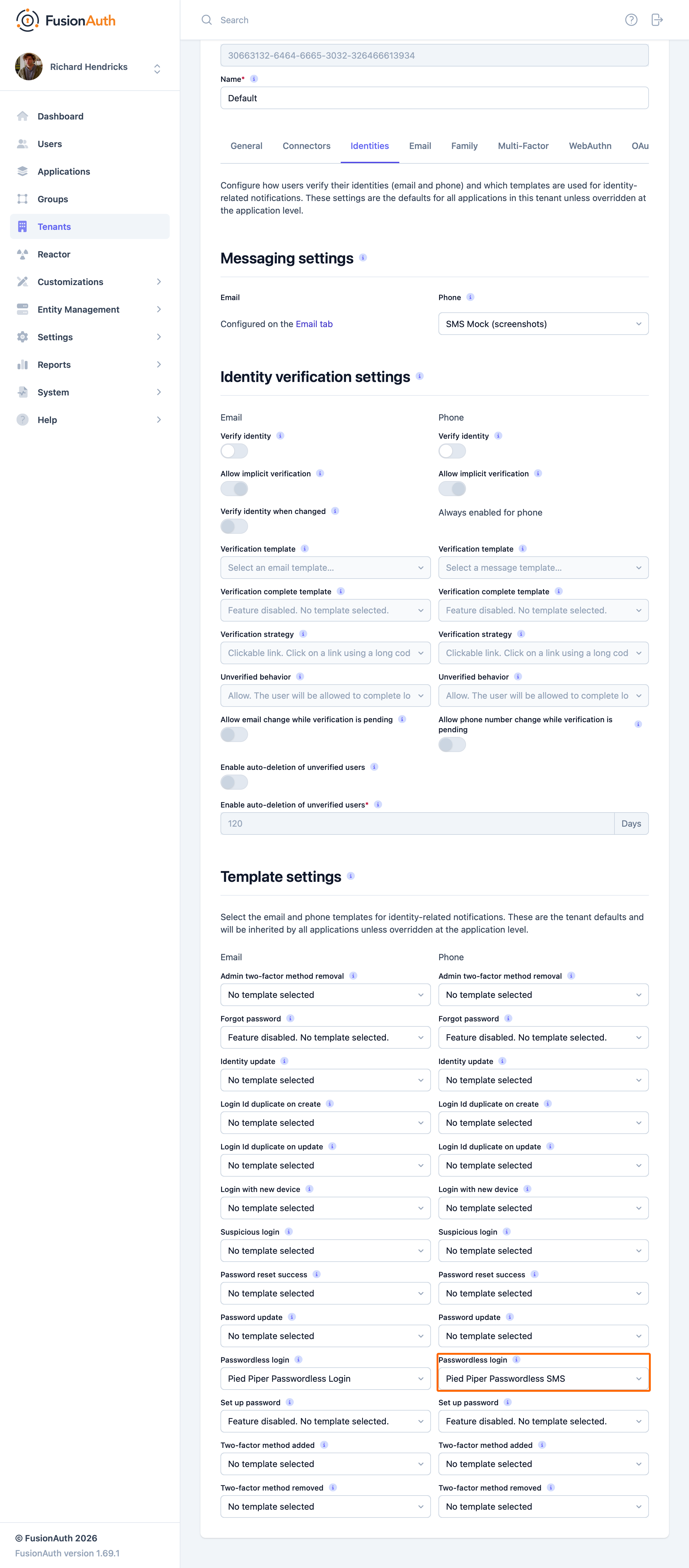 Updating the tenant to use the new one-time password message template.