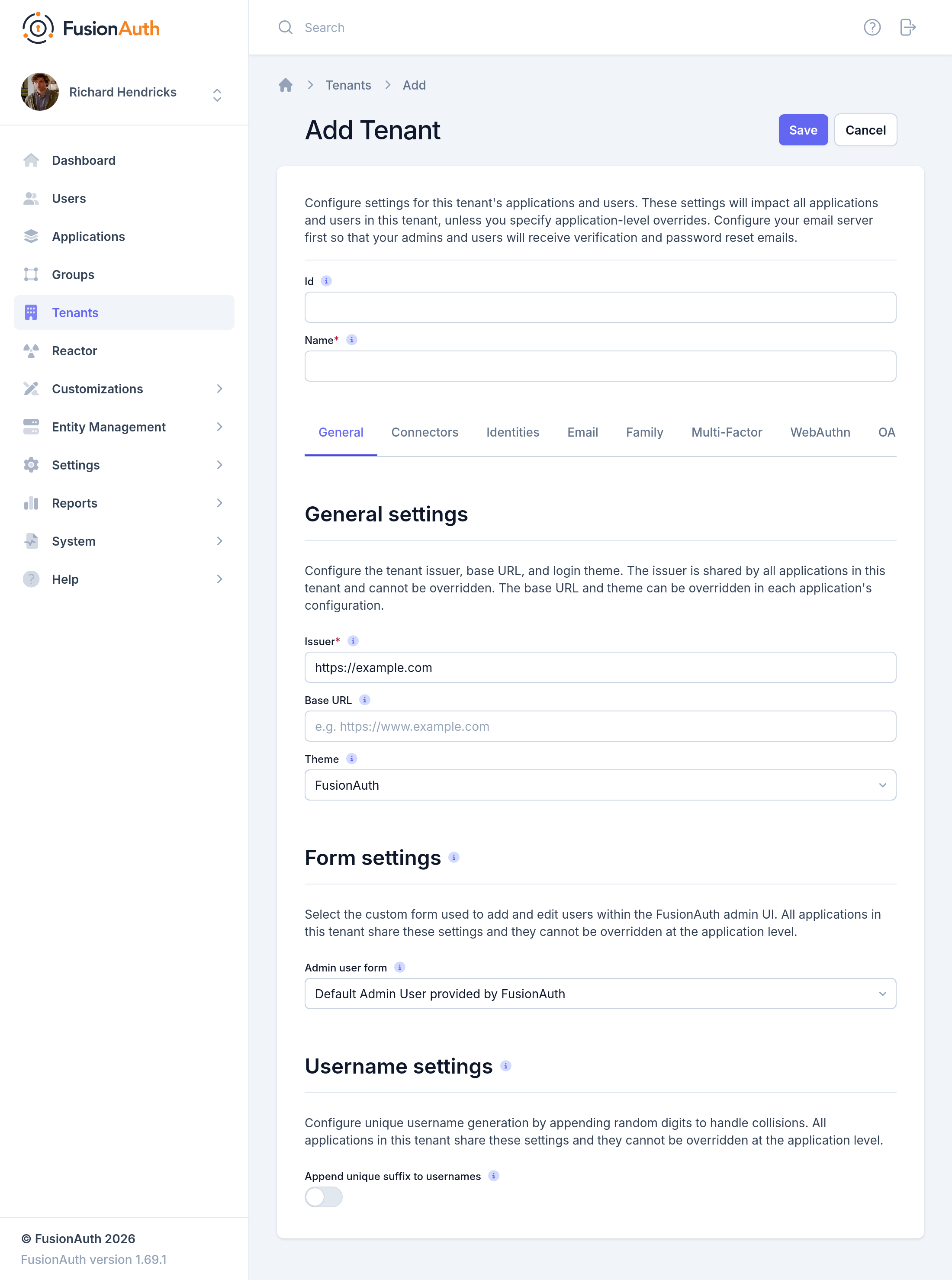 Create a Tenant.