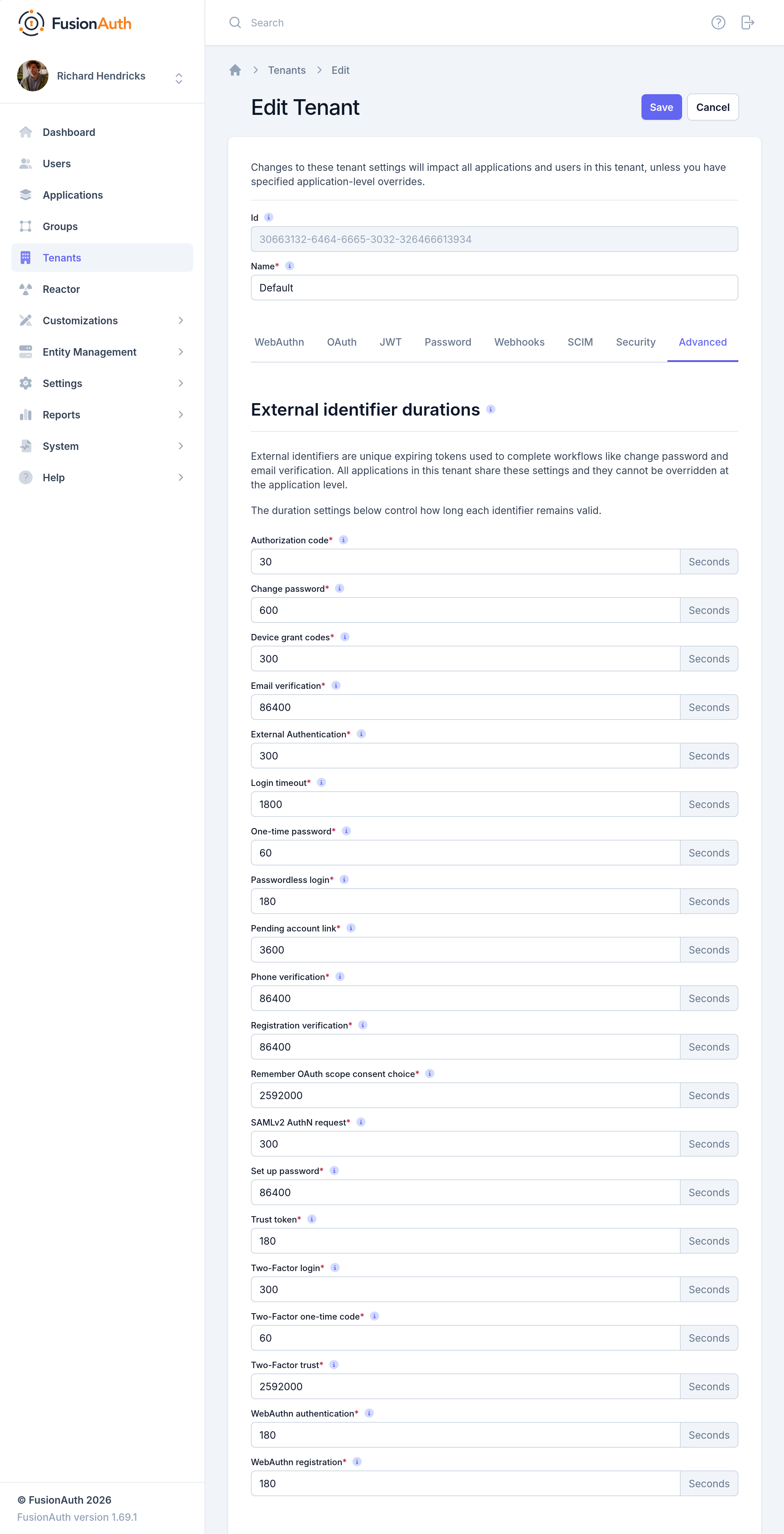 Tenant Configuration - External Identifier Durations