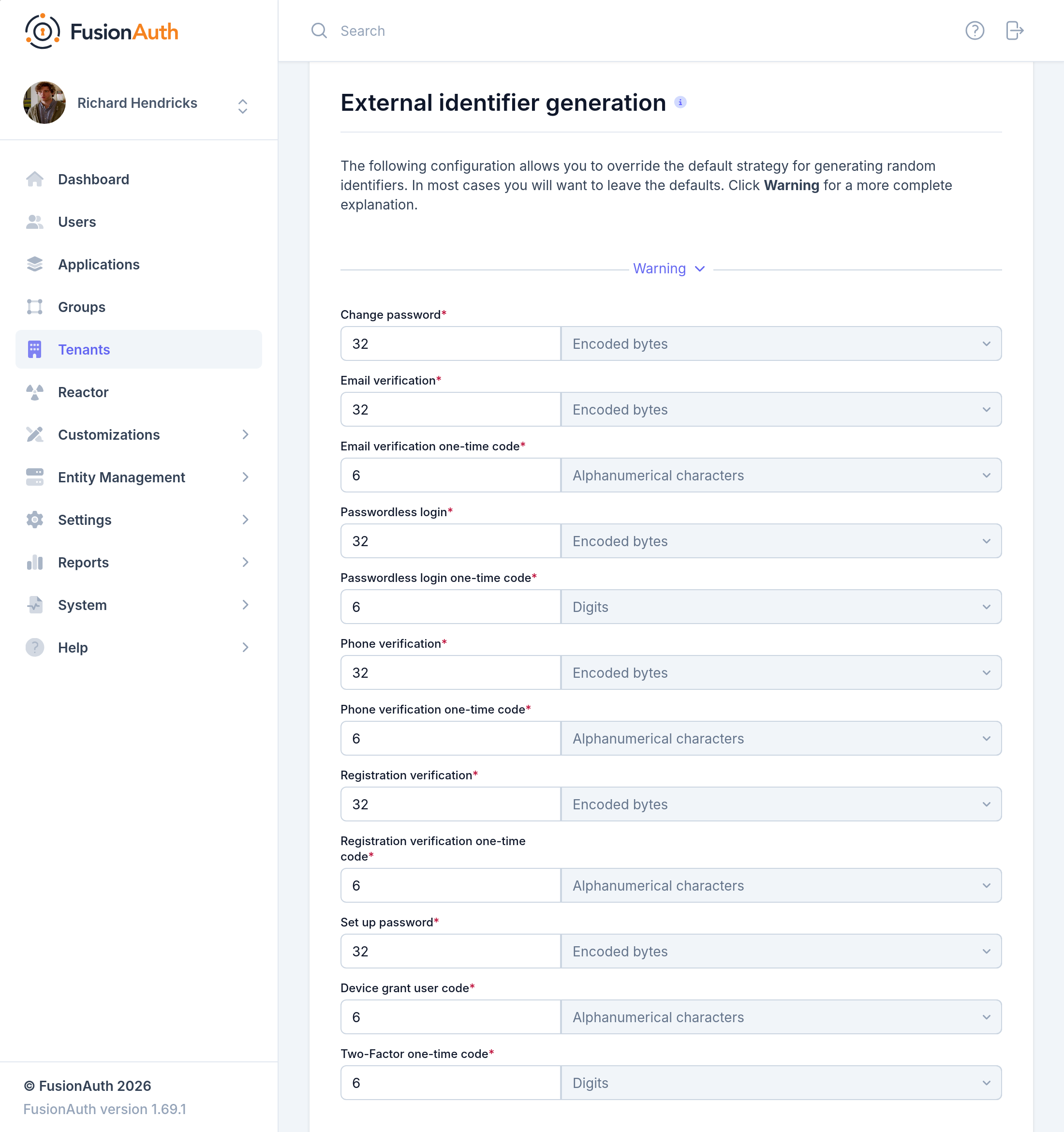 Tenant Configuration - External Identifier Generation