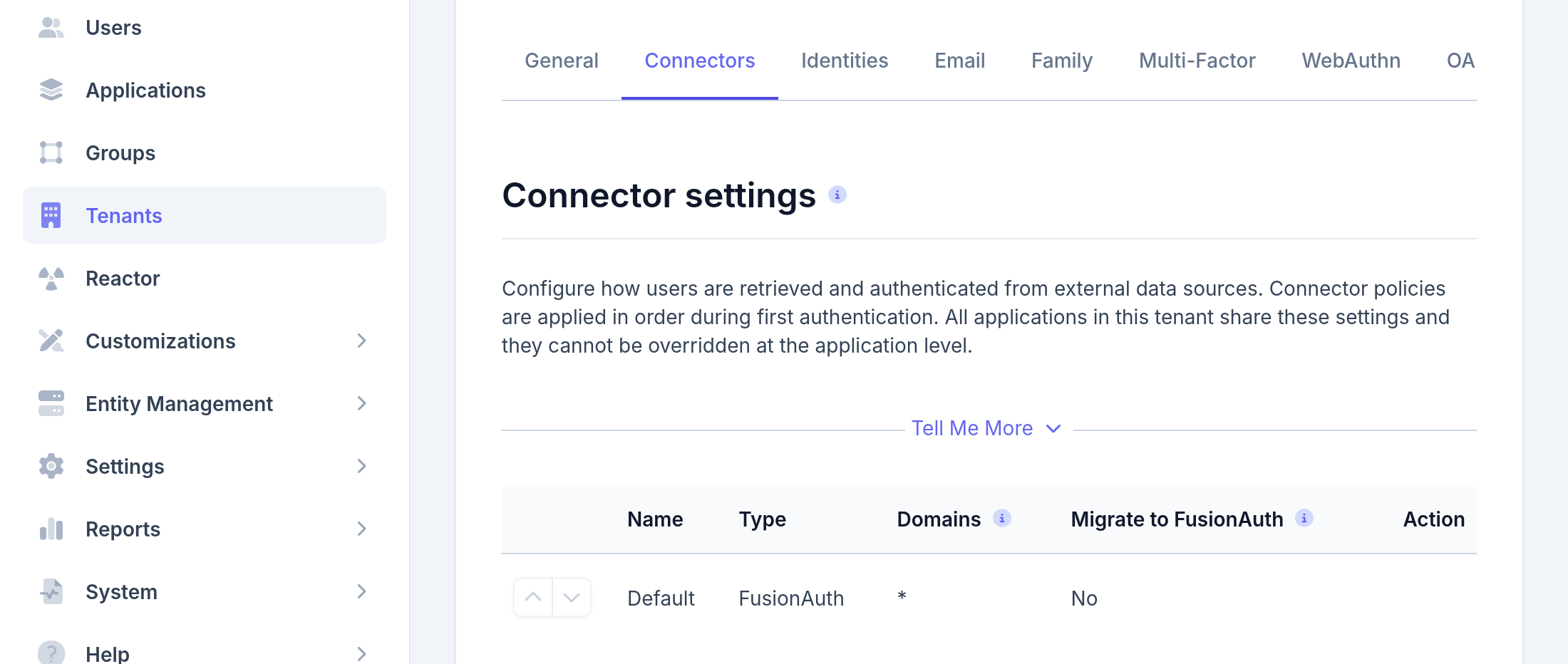 The Tenant Connector policy configuration tab.